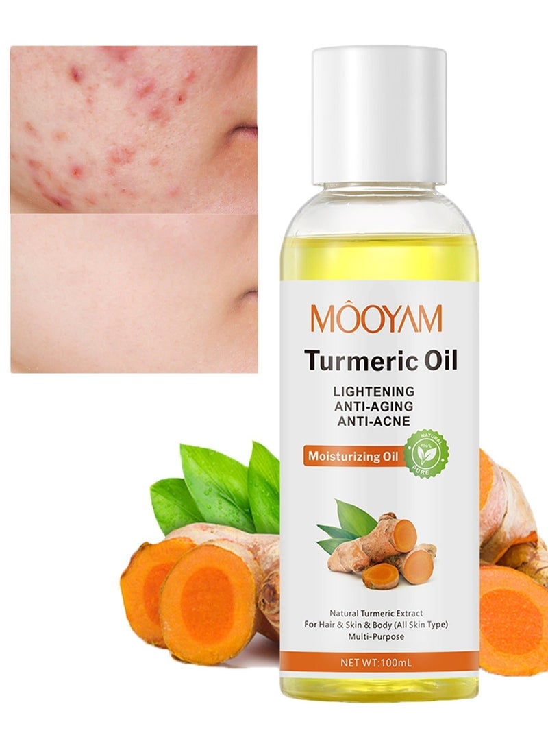 MOOYAM Turmeric Oil for Multi Purpose Lightening Anti Acne Anti Aging Moisturizing Oil Body Oil Face Hair Skin Body Care Nourish and Brighten Whitening Oil for All Skin Types - Image 1