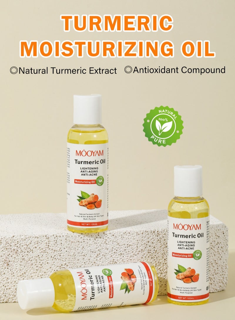MOOYAM Turmeric Oil for Multi Purpose Lightening Anti Acne Anti Aging Moisturizing Oil Body Oil Face Hair Skin Body Care Nourish and Brighten Whitening Oil for All Skin Types - Image 2