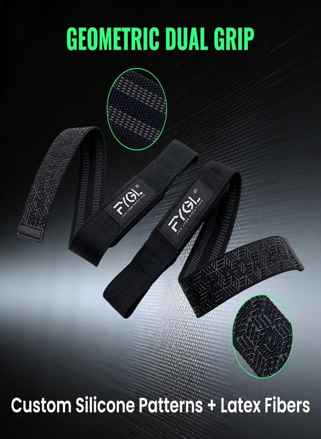 FYGL Lifting Straps for Gym – Heavy Duty Wrist Straps for Weightlifting, Deadlifts & Pull-Ups – Padded Gym Straps with Anti-Slip Grip for Men & Women, Workout Accessories for Strength Training (Black) - Image 2
