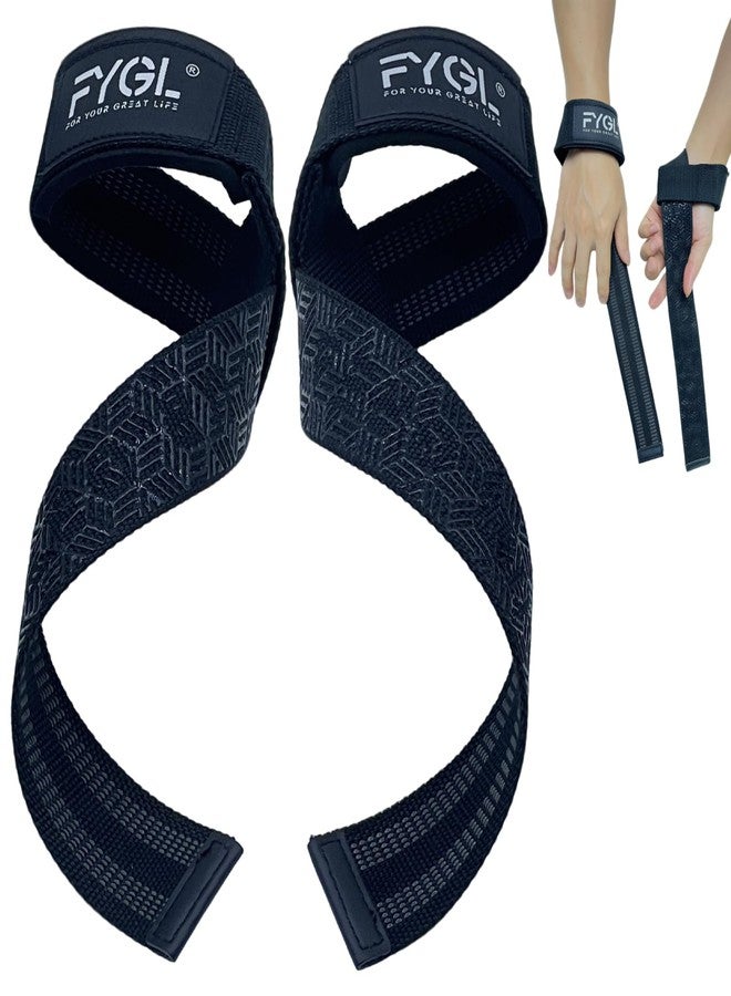 FYGL Lifting Straps for Gym – Heavy Duty Wrist Straps for Weightlifting, Deadlifts & Pull-Ups – Padded Gym Straps with Anti-Slip Grip for Men & Women, Workout Accessories for Strength Training (Black) - Image 1