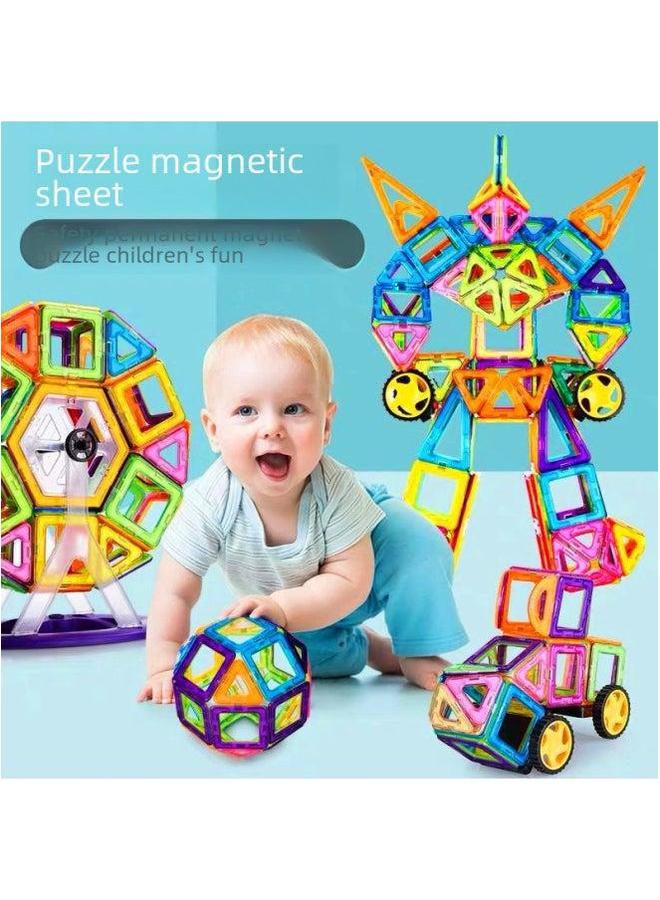 Magnetic Piece Building Blocks Children's Educational Early Education Toys Intelligence Development Changeable Assembly Set Wholesale-Color:46 Pure Box + Wheel - Image 2
