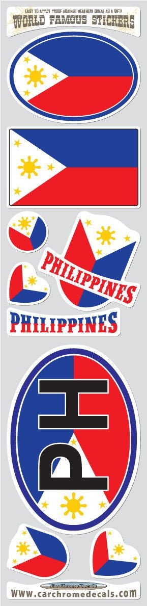 Car Chrome Decals STS-PH Philippines 9 Stickers Set Philippinian Flag Decals Bumper car auto Bike Laptop - Image 3