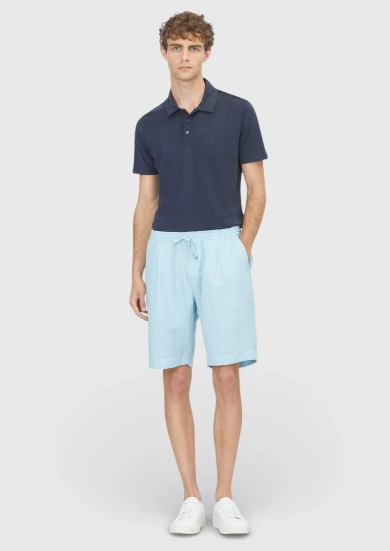 RAMSEY Turquoise Weaving Jogging Fit Casual Linen Blended Bermuda