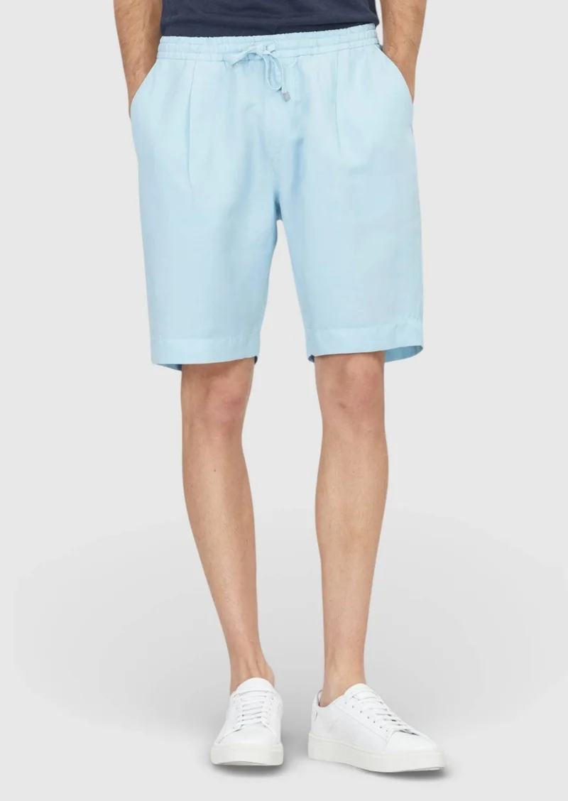 Ramsey Turquoise Weaving Jogging Fit Casual Linen Blended Bermuda
