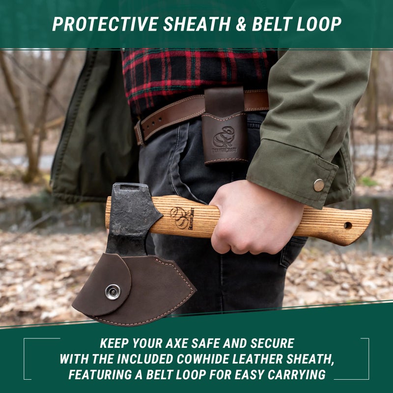 BeaverCraft Bushcraft Hatchet with Sheath for Camping AX3 - Small Wood Carving Axe - Forged Axes for Chopping - Forest Backpacking Hatchet with Wooden Handle - Firewood Splitting Axe, Gardening Axes - Image 5