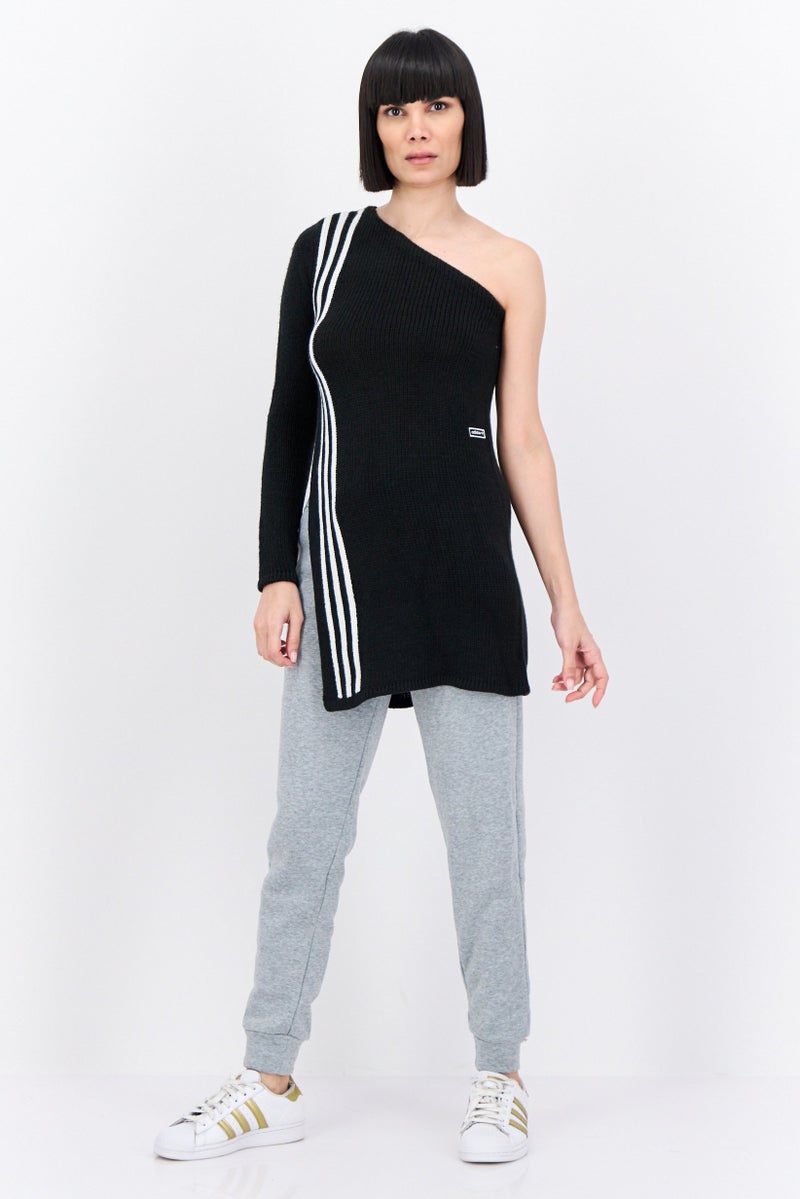adidas Originals Women Sportwear Fit One Shoulder Outdoor Sweater, Black - Image 3