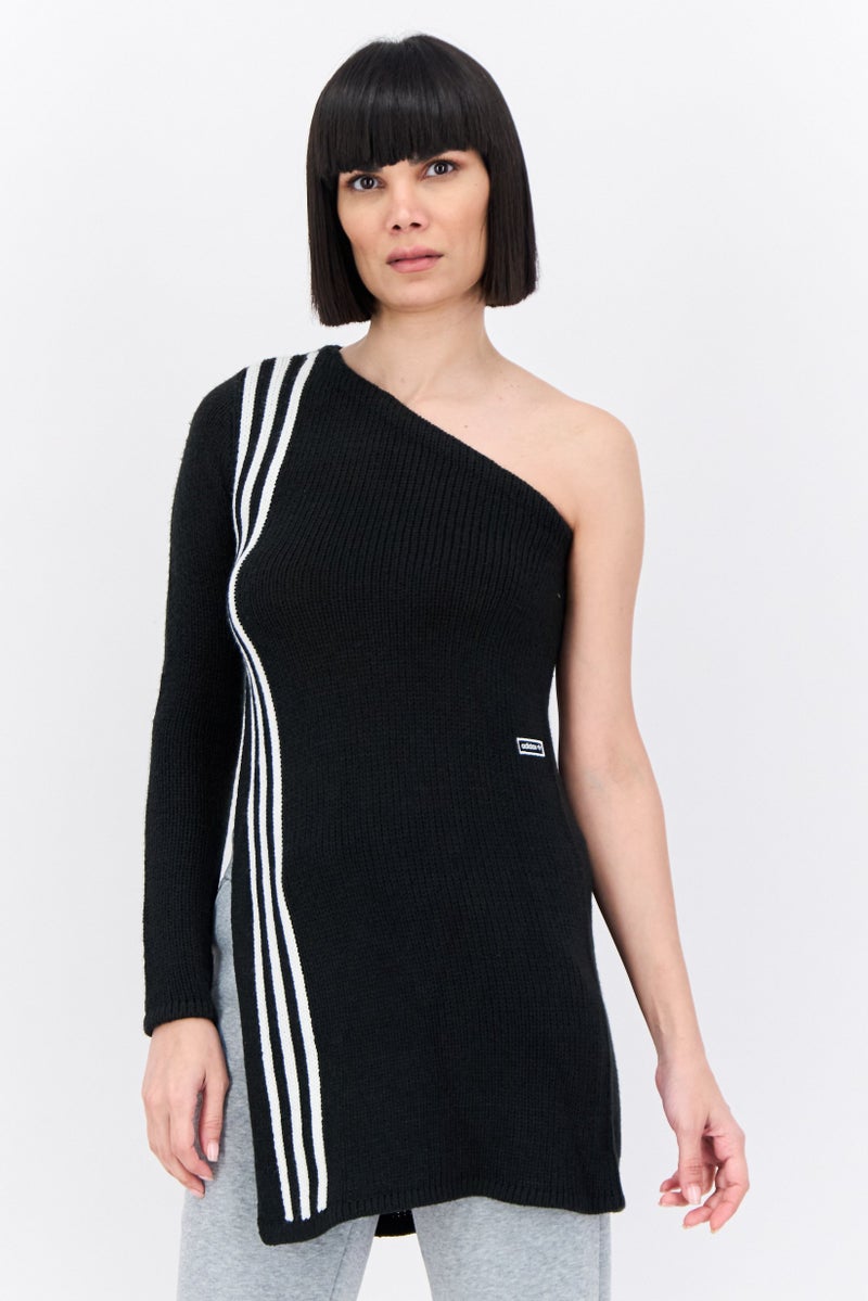 adidas Originals Women Sportwear Fit One Shoulder Outdoor Sweater, Black - Image 1
