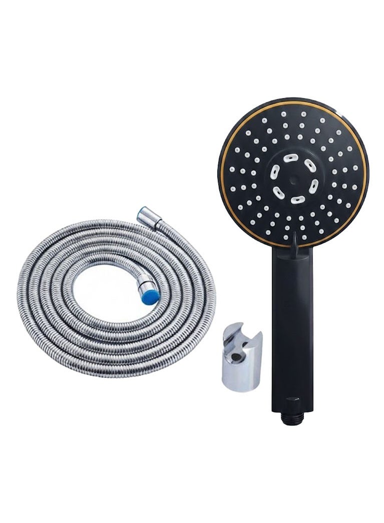 Matte black multi-mode shower set for bathroom with flexible hose - luxurious design, high pressure, energy-efficient, easy to use, suitable for glass decorations