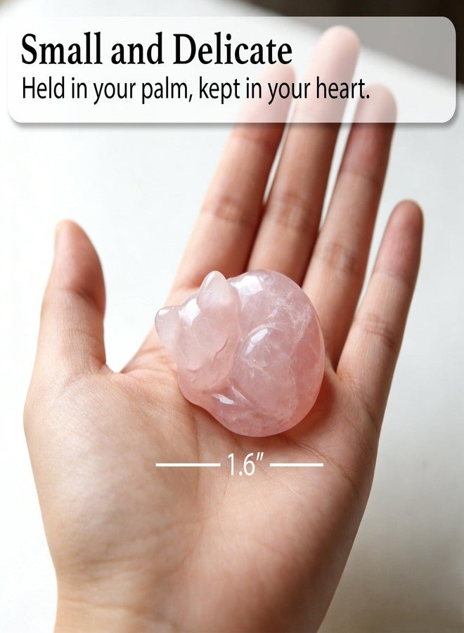 Taxhtext Rose Quartz Crystal Cat Figurine - Pink Healing Stone Memorial Keepsake, Comfort Gift for Cat Lovers, Sympathy & Remembrance Decor for Home, Desk or Shelf, Easter Basket Stuffer (Cat) - Image 4