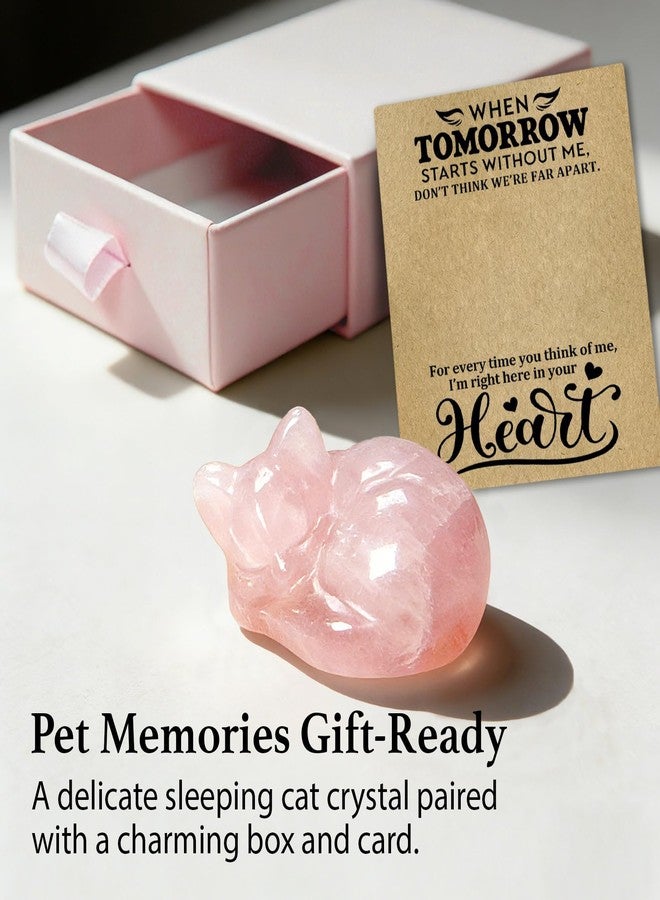 Taxhtext Rose Quartz Crystal Cat Figurine - Pink Healing Stone Memorial Keepsake, Comfort Gift for Cat Lovers, Sympathy & Remembrance Decor for Home, Desk or Shelf, Easter Basket Stuffer (Cat) - Image 3