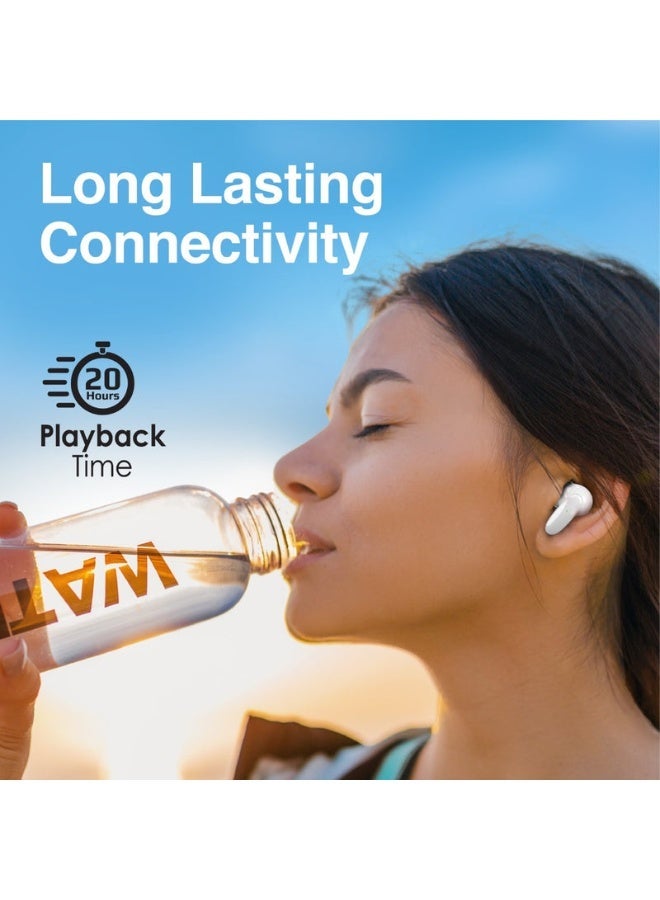 Promats Promate Acoustic In‑Ear TWS Earphone (Lush) – Bluetooth 5.1 True Wireless Earbuds with Touch Intuitive Controls, Balanced Bass, Lightweight Compact Design, IPX5 Sweat-Resistant, Up to 20 Hours Playback – White  - Image 5