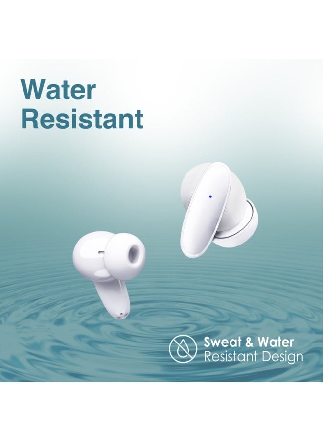 Promats Promate Acoustic In‑Ear TWS Earphone (Lush) – Bluetooth 5.1 True Wireless Earbuds with Touch Intuitive Controls, Balanced Bass, Lightweight Compact Design, IPX5 Sweat-Resistant, Up to 20 Hours Playback – White  - Image 3