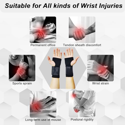 WOXVM 2 Pack Wrist Brace, Compression Wrist Support Splint for Women Men, Adjustable Wrist Strap Compression Wraps Fit Right Left Hand for Fitness, Carpal Tunnel Arthritis, Tendonitis, Wrist Pain - Image 5