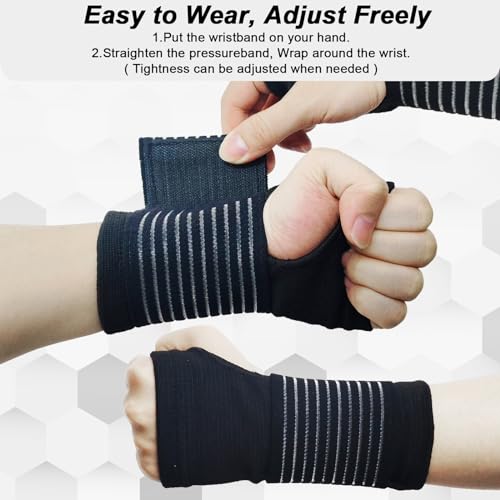 WOXVM 2 Pack Wrist Brace, Compression Wrist Support Splint for Women Men, Adjustable Wrist Strap Compression Wraps Fit Right Left Hand for Fitness, Carpal Tunnel Arthritis, Tendonitis, Wrist Pain - Image 3