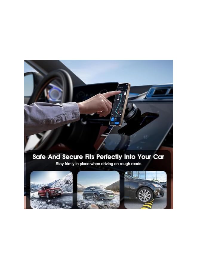 S-TOP Car Mount, Black Magnetic Phone Holder for Car with Adjustable Angle, Strong Suction Cup for Windshield, Dashboard and Smooth Surfaces - Image 3
