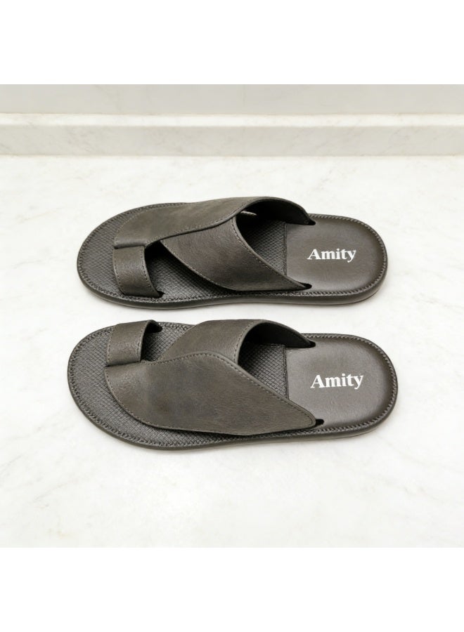 Soft Gray Open Toe Toe Loop Slippers, Anti Slip Flat Summer Footwear for Adult Men - Image 2