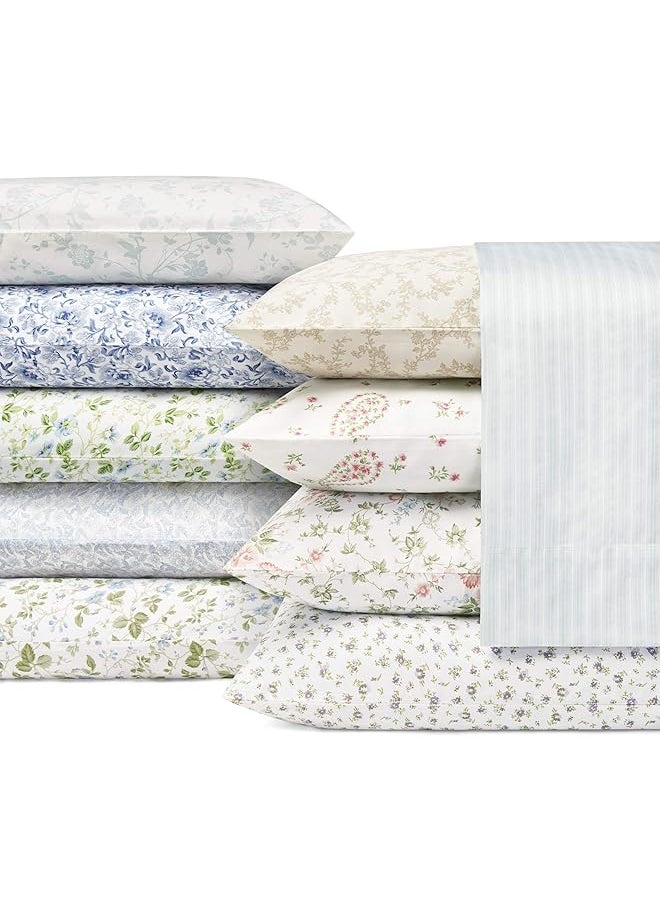 LAURA ASHLEY - Home Spring Bloom Cotton Sateen Sheet Set Blue King - Image 1