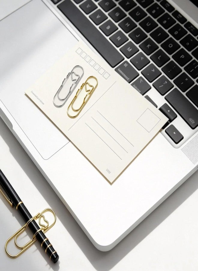 HEHIPLE Pen Holder for Notebook, 48 Pcs Metal Pen Clips Heart Paper Clip Pencil Loop Holders for Journal Planner Jumbo Office School Supplies Gold/Silver/Rose Gold - Image 5