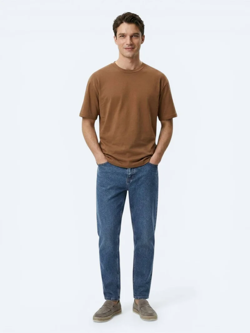 Kip Brown Plain 100% Cotton T-Shirt