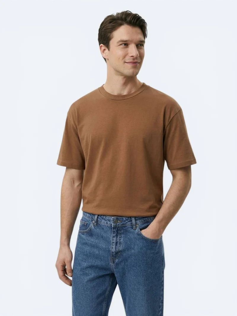 Kip Brown Plain 100% Cotton T-Shirt
