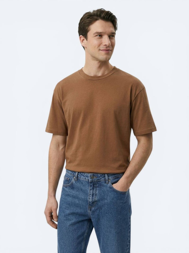 Kip Brown Plain 100% Cotton T-Shirt - Image 2
