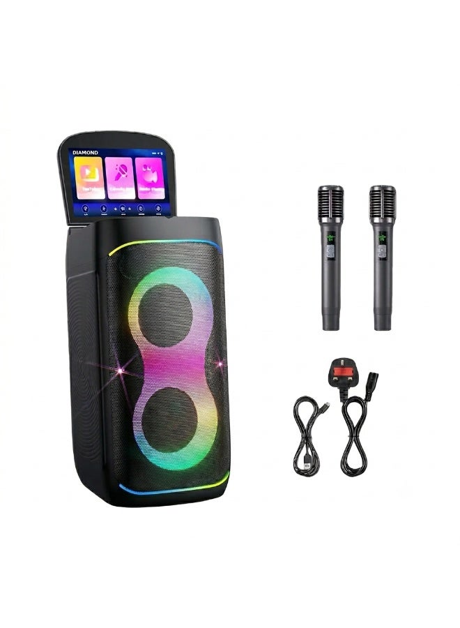 مكبر صوت بلوتوث متنقل للحفلات (GD-1066) مع شاشة ذكية مدمجة (نظام أندرويد)، 2 ميكروفون لاسلكي، جهاز تحكم، واضاءة تفاعلية - Image 4