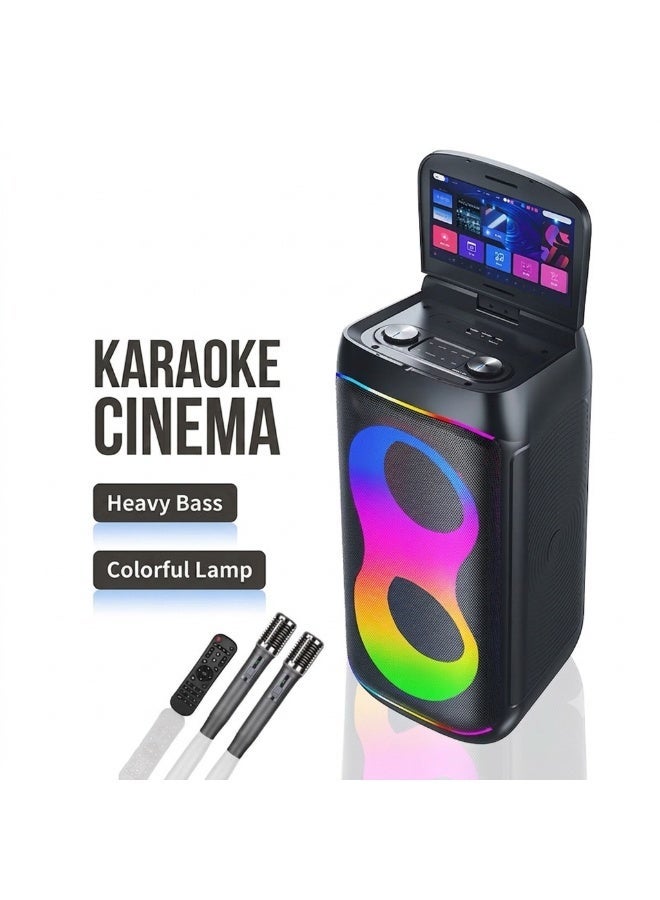 مكبر صوت بلوتوث متنقل للحفلات (GD-1066) مع شاشة ذكية مدمجة (نظام أندرويد)، 2 ميكروفون لاسلكي، جهاز تحكم، واضاءة تفاعلية - Image 1