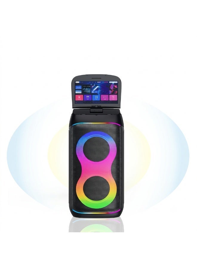 مكبر صوت بلوتوث متنقل للحفلات (GD-1066) مع شاشة ذكية مدمجة (نظام أندرويد)، 2 ميكروفون لاسلكي، جهاز تحكم، واضاءة تفاعلية - Image 2