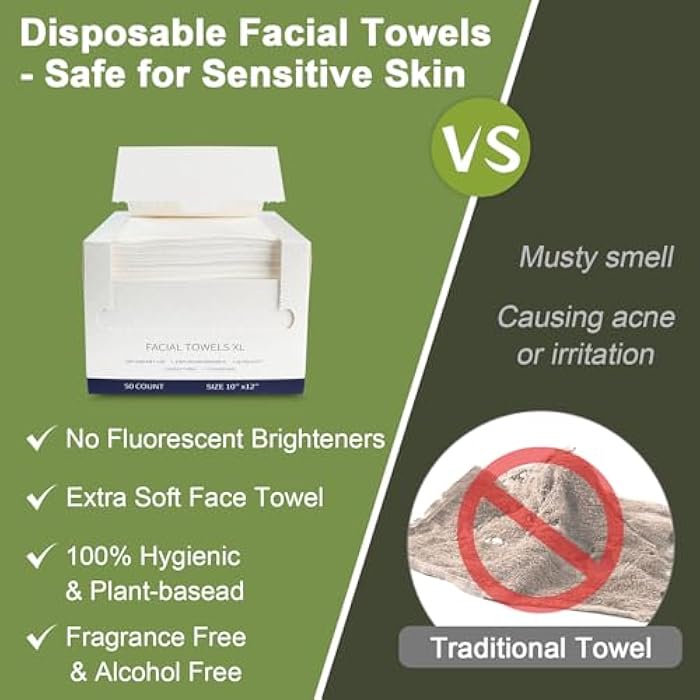 KODAMO Disposable Face Towels – 2 Pack (100 Count) – Ultra Soft & Thick Biodegradable Makeup Remover Cloths – Lint-Free Facial Cleansing Cloths in Paper Box - Image 4