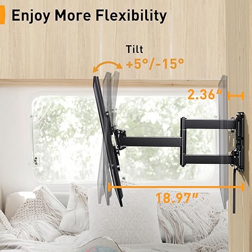 Perlegear Lockable RV TV Mount for 13–42 inch TVs up to 44 lbs, Full Motion RV TV Wall Mount with Swivel, Tilt, Pull Cord Lock, RV TV Mount for Camper, RV, Motorhome, Max VESA 200x200mm, PGLRVF2 - Image 5