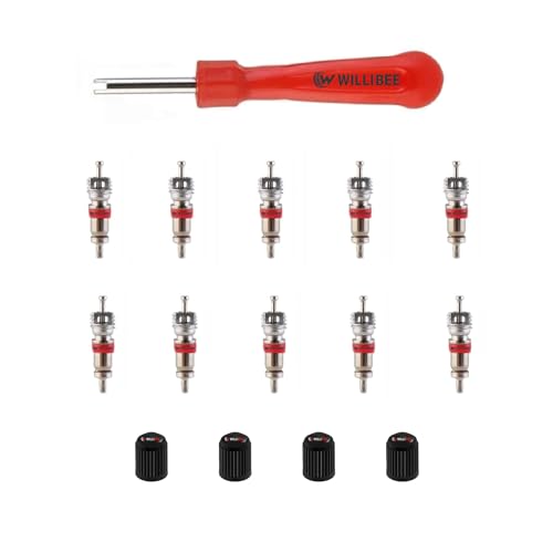 WILLIBEE Valve Core Remover Tool with Car Motorcycle Bike Truck Replacement TPMS Nickel Plated Tire Tyre Valve Stem Core Part (10Pcs) - Image 1