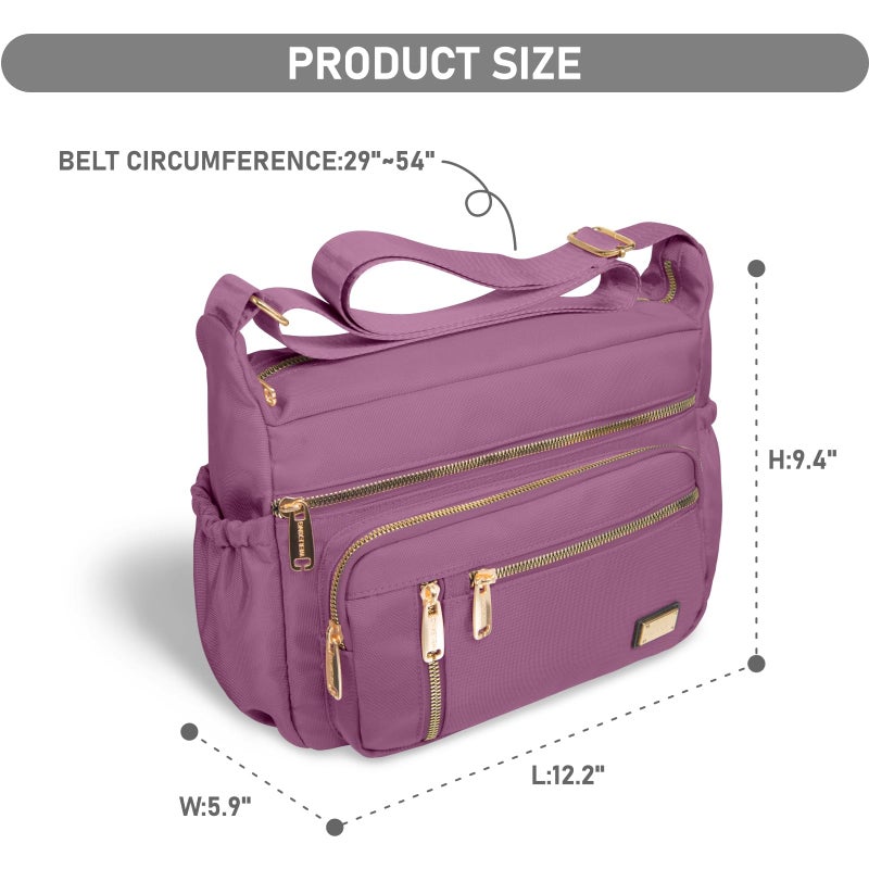 NPBAG Crossbody Bag for Women, Nylon Shoulder Purse Handbag Messenger Bag, Trendy Pocketbooks, Waterproof and Multi-Pockets (Plum) - Image 4