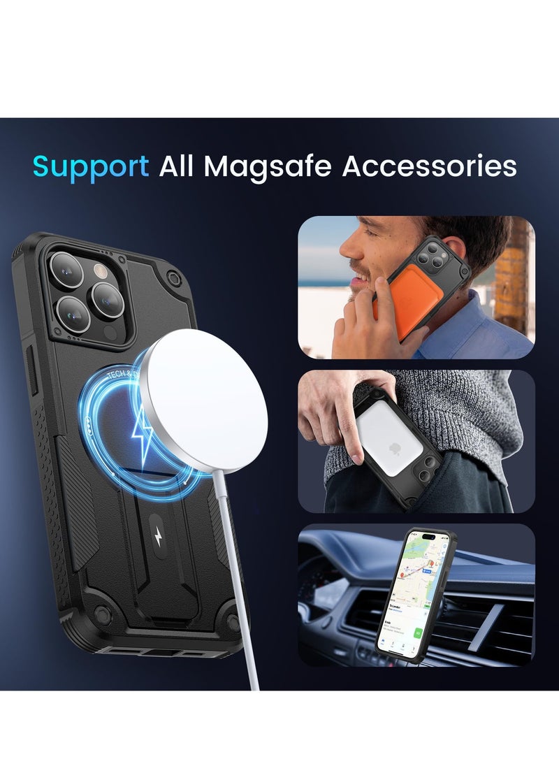 Generic - iPhone 15 Pro Max Case - Soft TPU Shockproof Protective Cover with Magnetic Kickstand, Sleek Black Design for Ultimate Protection and Convenience - Image 1