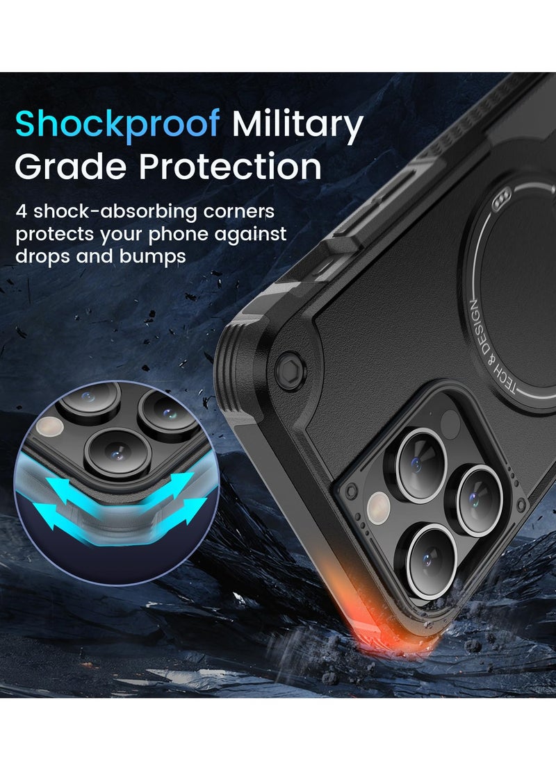Generic - iPhone 15 Pro Max Case - Soft TPU Shockproof Protective Cover with Magnetic Kickstand, Sleek Black Design for Ultimate Protection and Convenience - Image 1