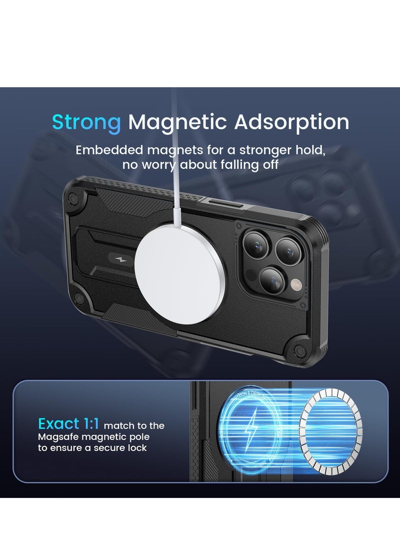 Generic - iPhone 15 Pro Max Case - Soft TPU Shockproof Protective Cover with Magnetic Kickstand, Sleek Black Design for Ultimate Protection and Convenience - Image 1