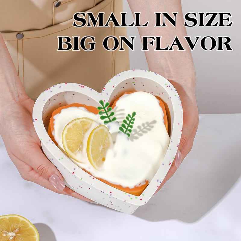 AOTASO 6 Inch Heart Shaped Cake Pans Small Heart Cake Pan Nonstick Silicone Molds for Baking Set of 3 (Cream) - Image 4