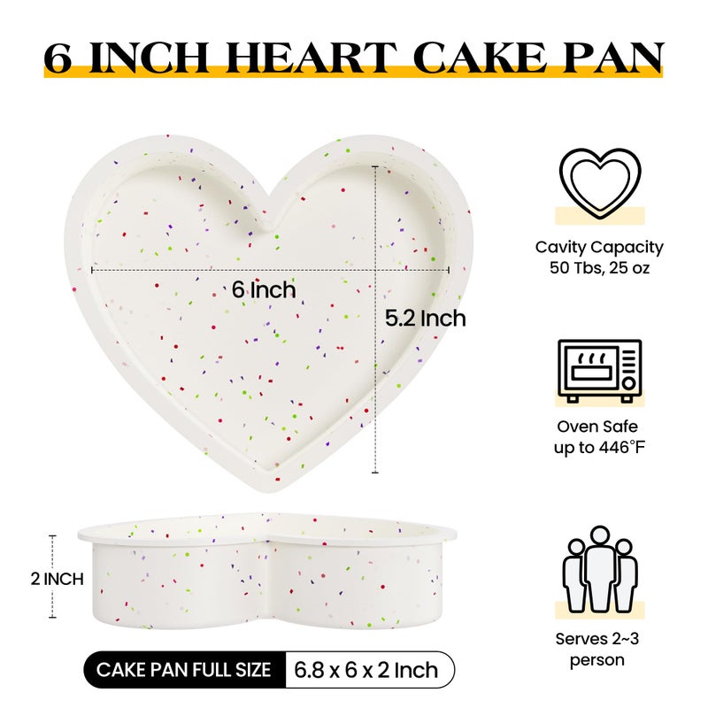 AOTASO 6 Inch Heart Shaped Cake Pans Small Heart Cake Pan Nonstick Silicone Molds for Baking Set of 3 (Cream) - Image 2