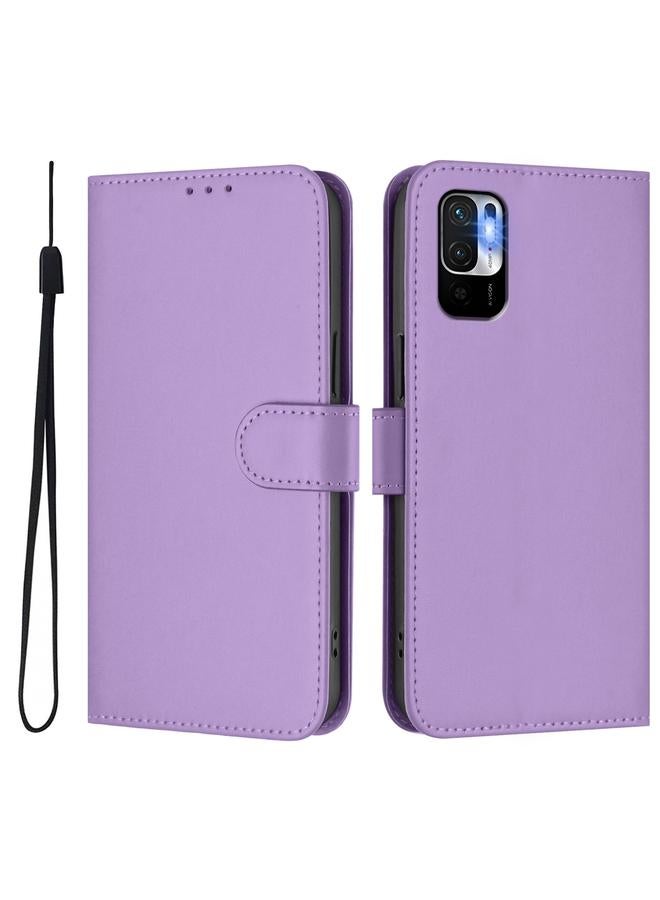 S-TOP Case For Redmi Note 10 5G / Note 10T 5G Skin Feel Solid Color Leather Phone Case with Lanyard - Image 2