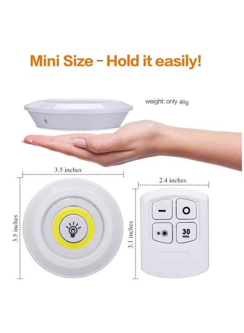 TIGER LED Puck Lights with Remote Control – Wireless Battery Operated Under Cabinet Lighting – Dimmable Stick-On Lights for Closet, Kitchen, Bedroom, Wardrobe, Pantry, Stairs – Easy Peel & Stick Install – 3 Pack Battery Powered Night Lights - Image 3