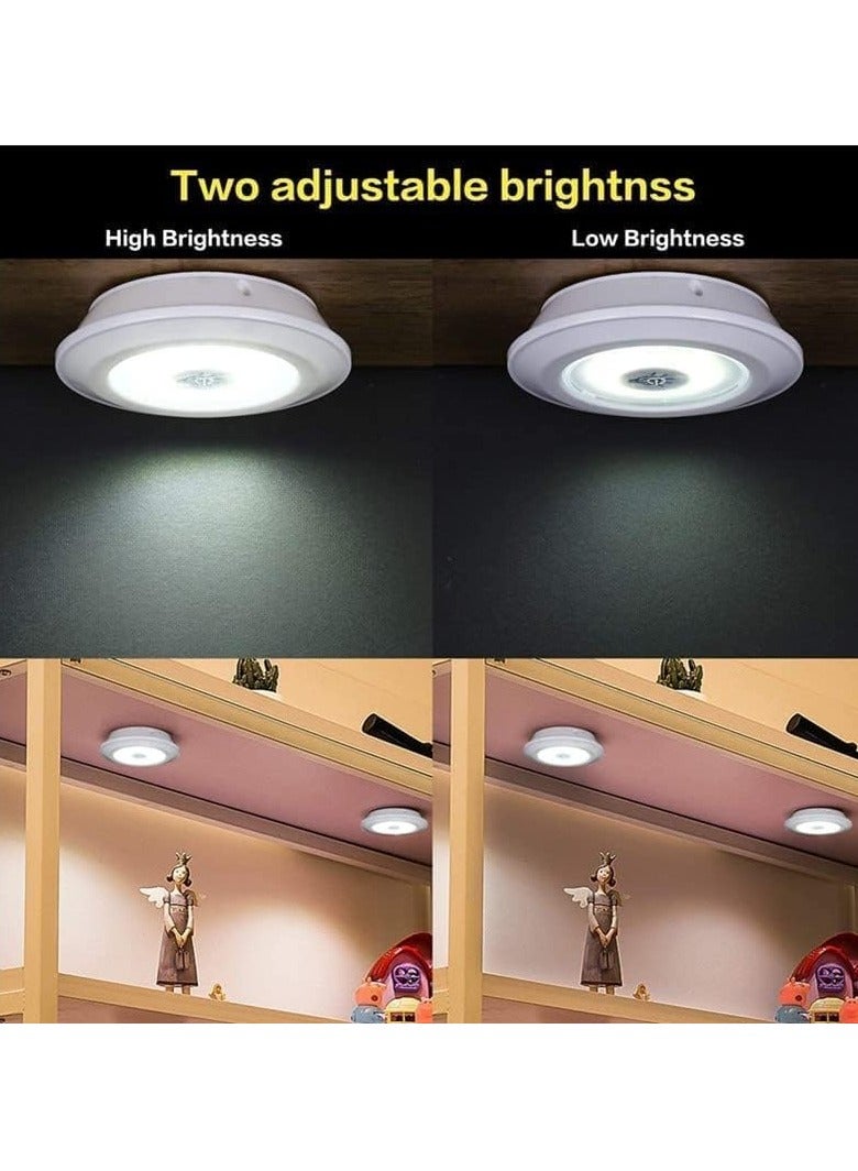 TIGER LED Puck Lights with Remote Control – Wireless Battery Operated Under Cabinet Lighting – Dimmable Stick-On Lights for Closet, Kitchen, Bedroom, Wardrobe, Pantry, Stairs – Easy Peel & Stick Install – 3 Pack Battery Powered Night Lights - Image 4