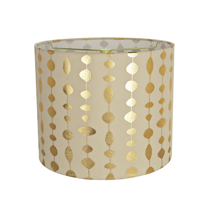 31097 TRANSITIONAL DRUM CYLINDER SHAPED SPIDER CONSTRUCTION LAMP SHADE IN BEIGE GOLD PRINTED 12 WIDE 12 X 12 X 10