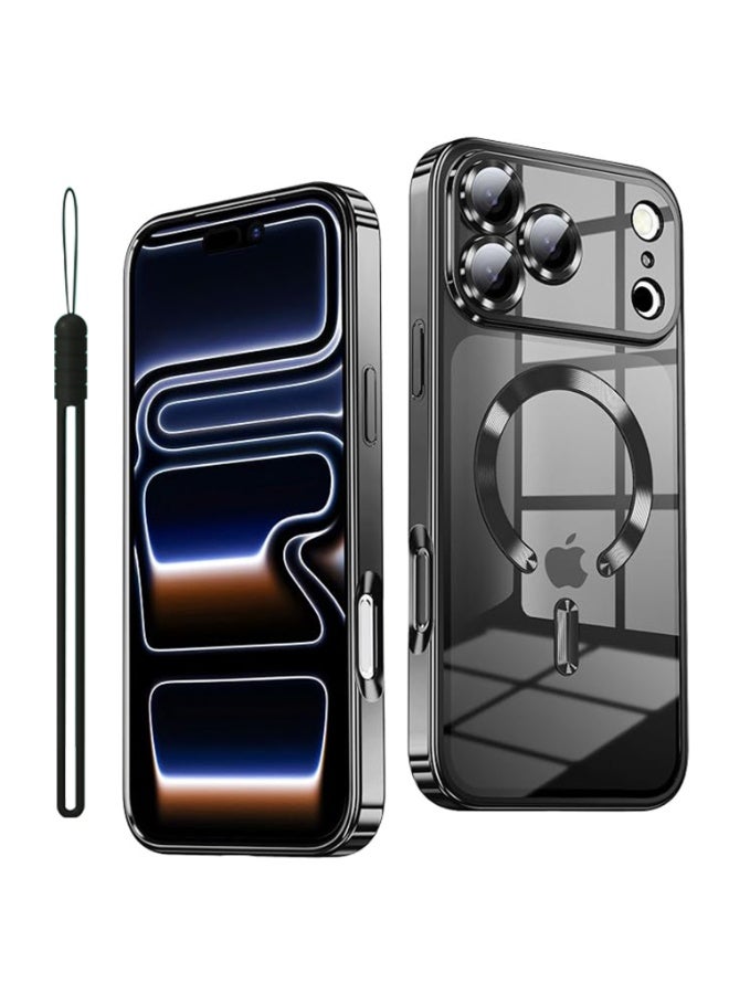 ايكارلوس جراب رفيع وشفاف لهاتف iPhone 17 Pro  متوافق مع MagSafe، واقي عدسة الكاميرا المدمجة، جراب هاتف واقٍ مقاوم للصدمات، غطاء مغناطيسي ناعم مطلي بالكهرباء، أسود - Image 1