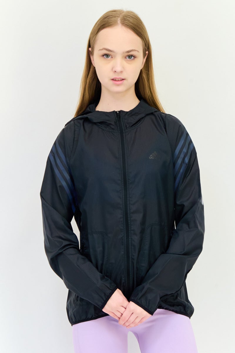 Adidas Women Sportswear Fit Long Sleeve Running Windbreaker Jacket, Black - Image 1