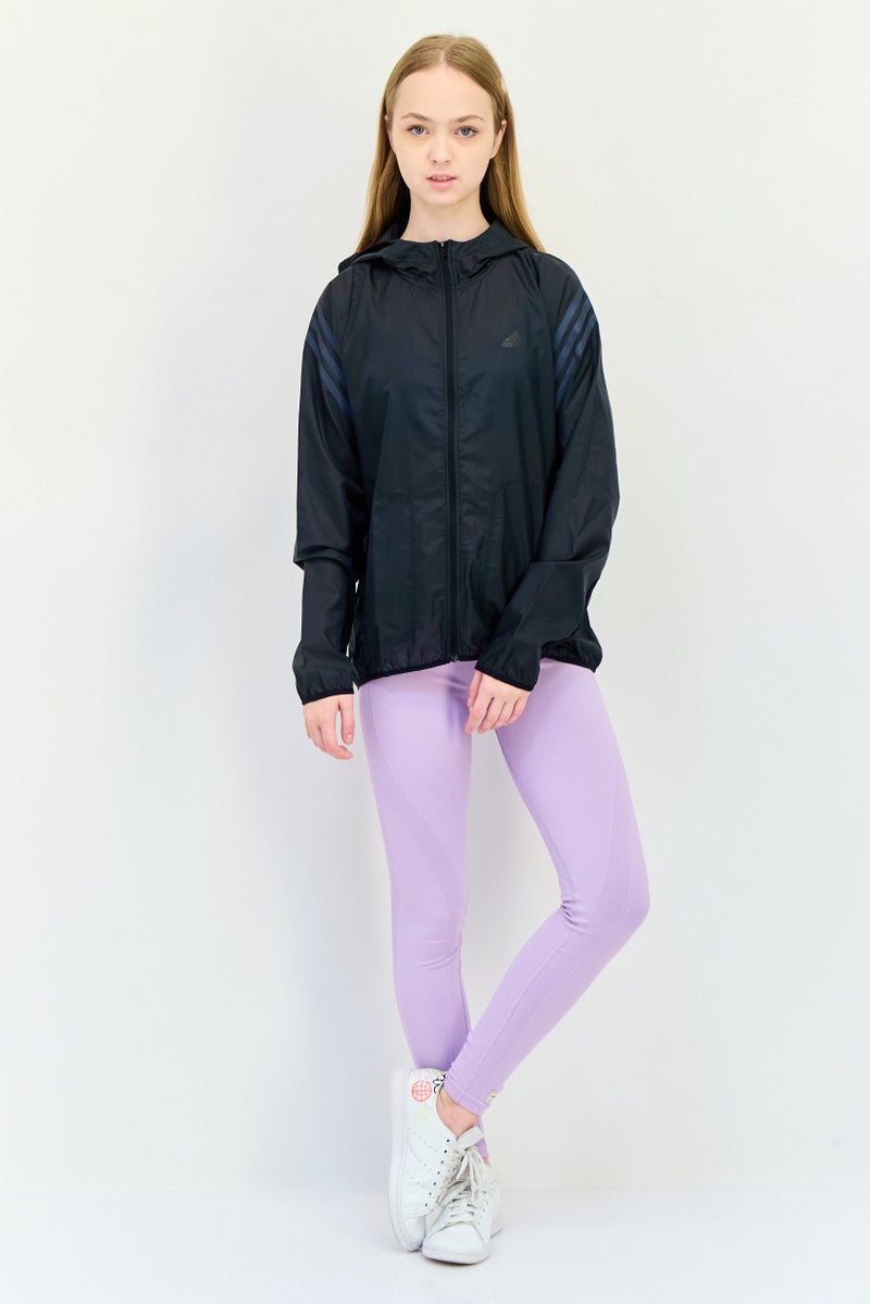 Adidas Women Sportswear Fit Long Sleeve Running Windbreaker Jacket, Black - Image 3