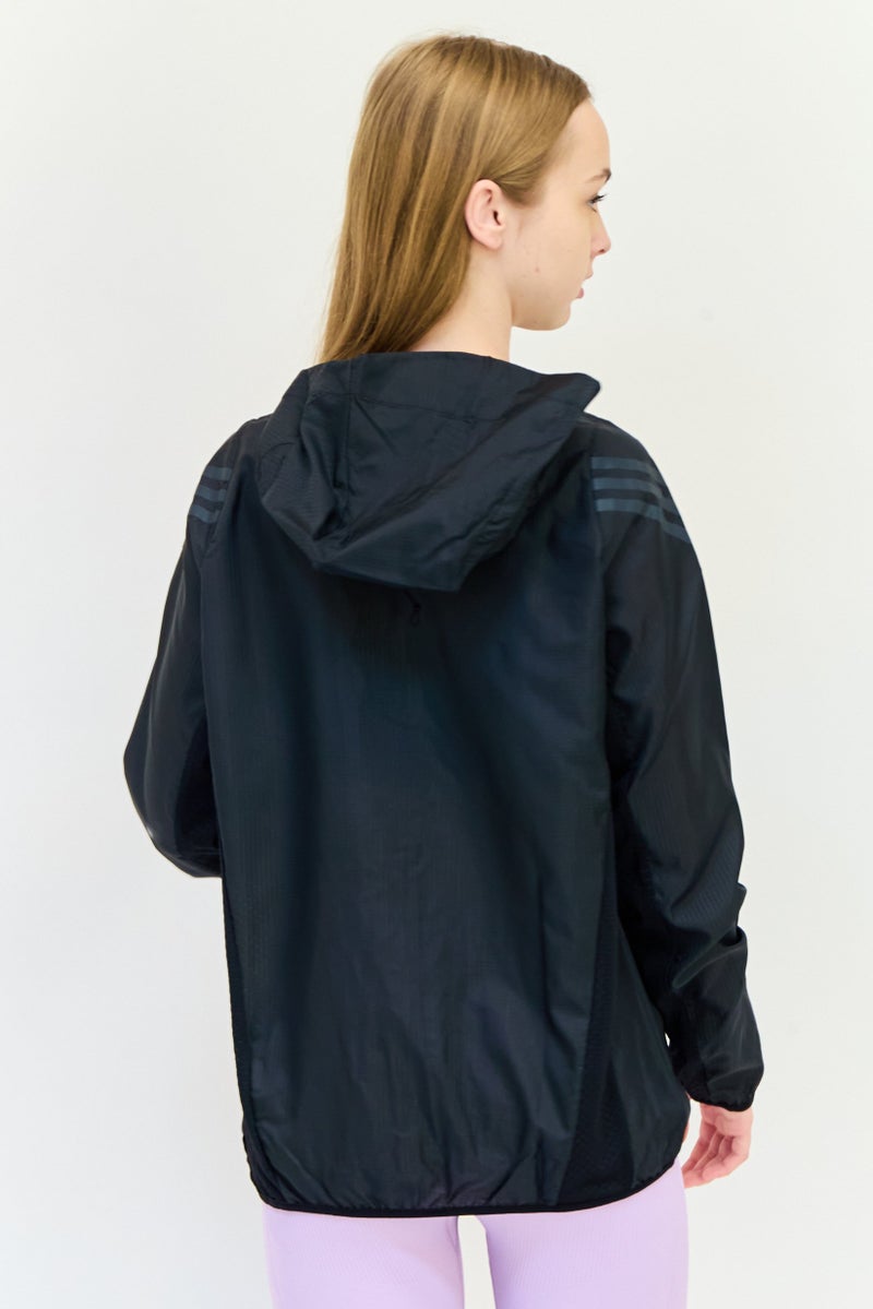 Adidas Women Sportswear Fit Long Sleeve Running Windbreaker Jacket, Black - Image 2