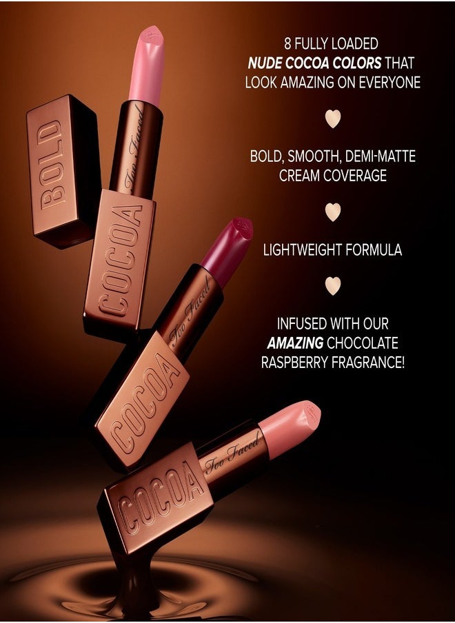 Too FacedCosmetics - Too Faced Cocoa Bold Em-Power Cream Lipstick, Buttercream (3.3g) – Luxuriously Creamy, Long-Lasting Lipstick with Rich Buttercream Nude Shade, Infused with Cocoa Butter for Hydration and Comfort - Image 1