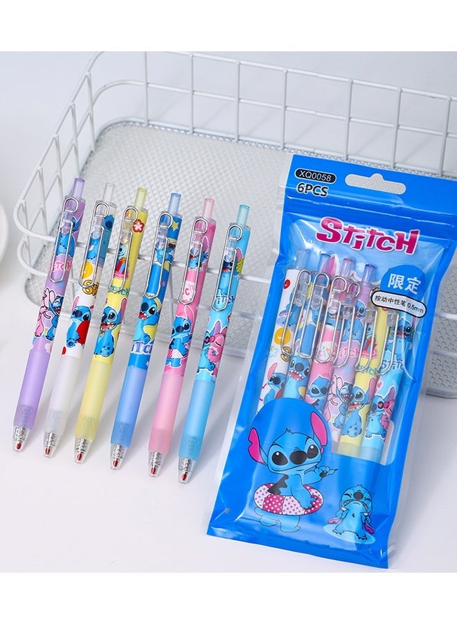 6PCS Stitch Rollerball Pen Set, Cute Cartoon Writing Pens for Kids Students School Supplies Birthday Party Favors Gift - Image 3