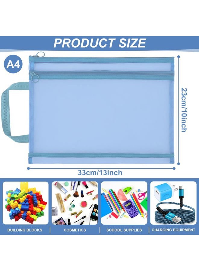 YOPCDJ 12 Pack Mesh Zipper Pouch Bags, Double-Layer Nylon Puzzle Storage Bags, Breathable See Through Zipper Pouch with Handle for Classroom Organization and Storage, Board Game Storage, A4 - Image 2