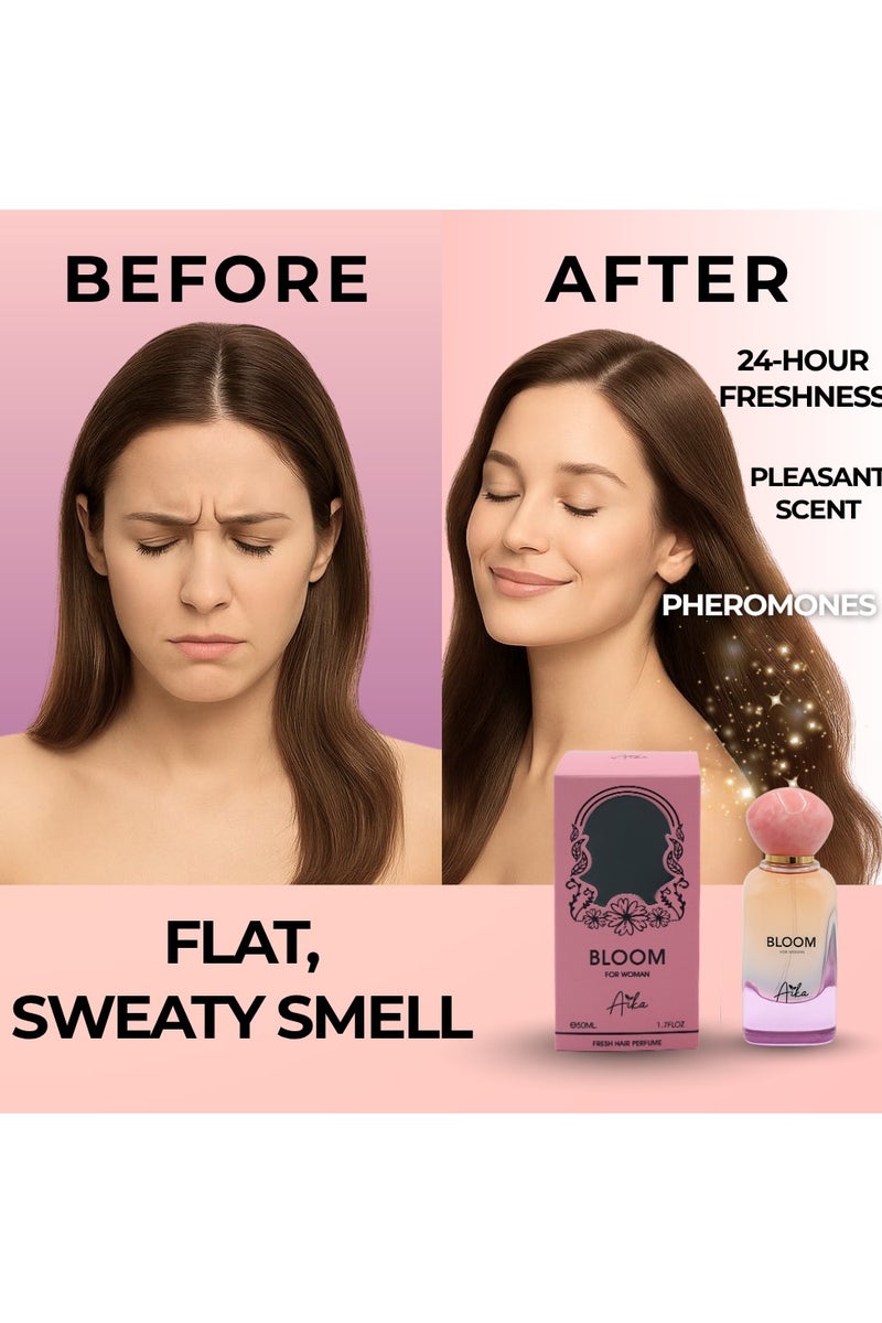 ايكا عطر آيكا بلوم للشعر والجسم 50 مل - رائحة زهرية ناعمة مع لمسة من البودرة والمسك الأبيض - رذاذ طويل الأمد خالٍ من الكحول للنساء - رذاذ منعش للشعر والجسم - Image 5