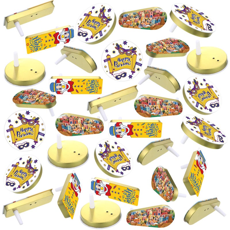 PullCrease 54 Pack Noise Makers Bulk Traditional Purim Gragger Assorted Shapes Metal Noisemaker for Purim Toy - Image 3